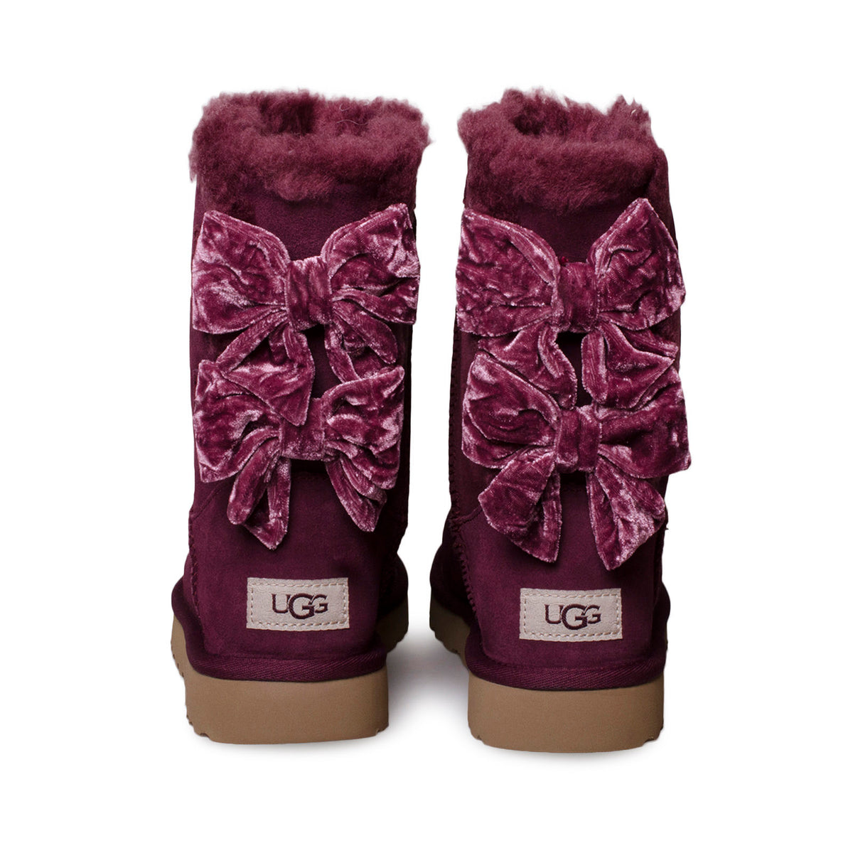 Burgundy uggs with shops bows