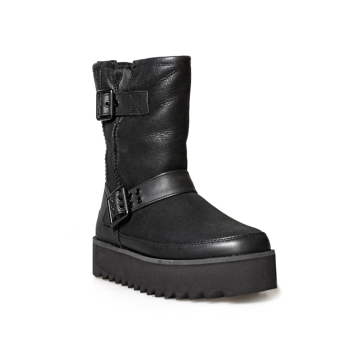 UGG Classic Rebel Biker Short Black Boots Women's