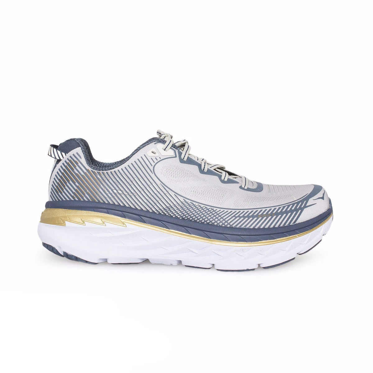 Hoka One One Bondi 5 Mens Running Shoes Blue Gray Max Cushion Size 12.5 Hoka One One Bondi 5 Cool Gray / Midnight Navy Shoes - Men`s  main image 3