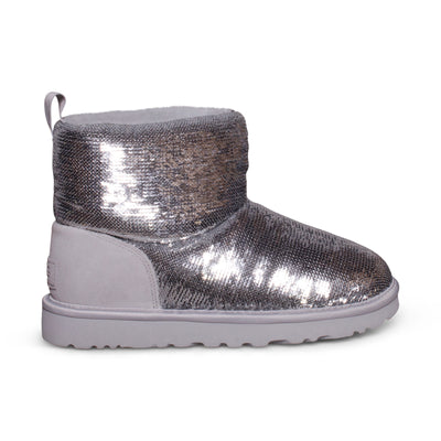 UGG Classic Short Sequin Silver Boots - Women's – MyCozyBoots