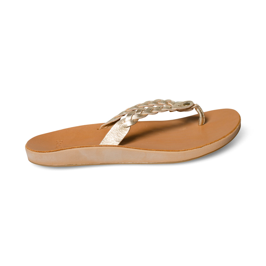 Sanuk Cosmic Yoga Joy Metallic Braid Rose Gold Flip Flops