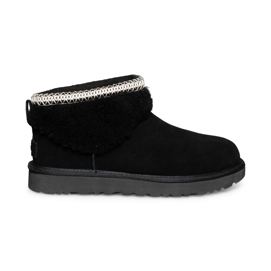 靴 UGG CLASSIC MAXI MINI BLACK 24cm UGG Classic Mini Maxi Curly Boot Black (Women's) - 1158267