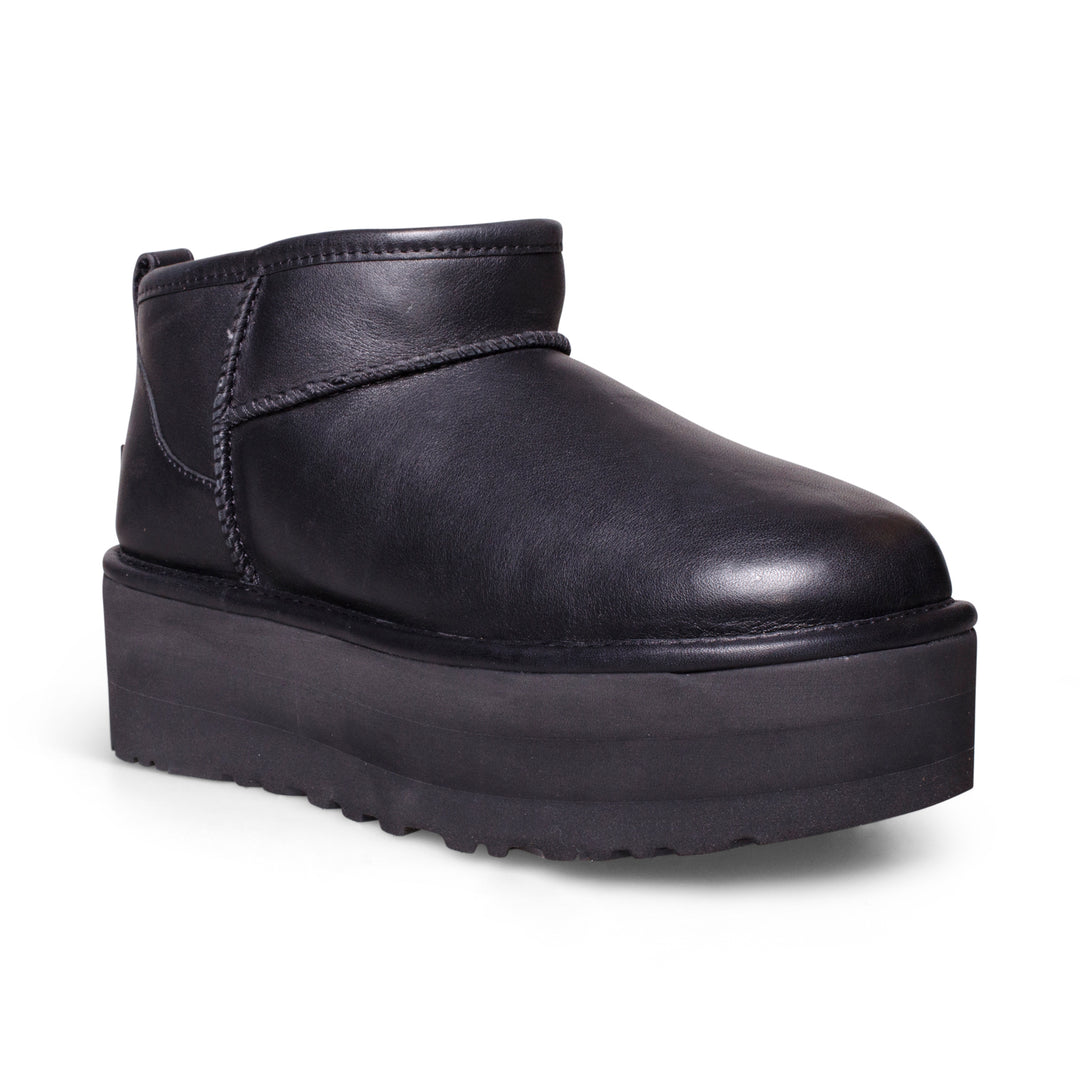 ugg leather dress boots Classic Ultra Mini leather ankle boots - chocolate