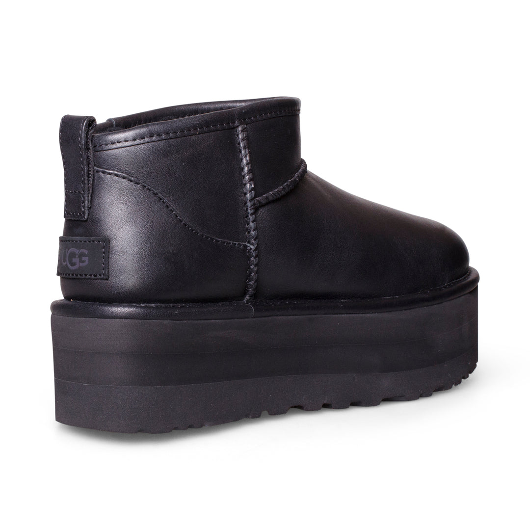 UGG CLASSIC ULTRA MINI PLATFORM ブラック23 UGG Women's Classic Ultra Mini Platform Leather Black Boots