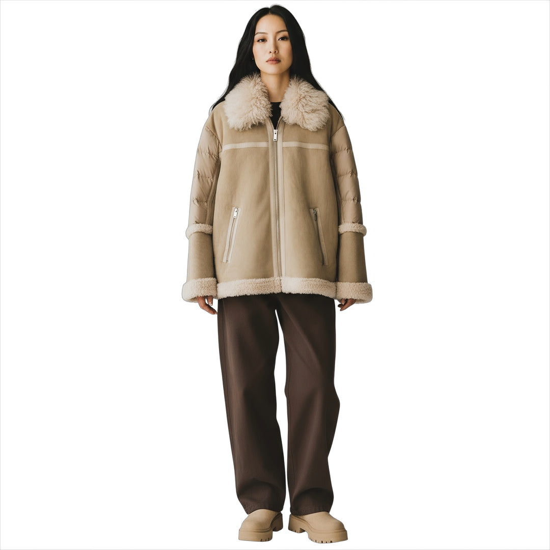 UGG Chateau Shearling Nylon Sand Jacket - Women's – MyCozyBoots