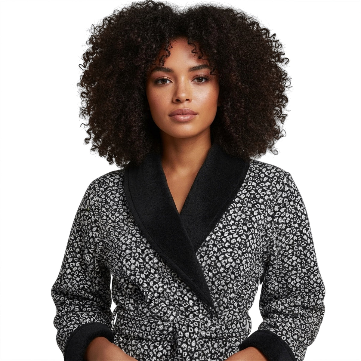 Duffield Leopard UGG Duffield II Black Grey Micro Leopard Robe - Women's – MyCozyBoots