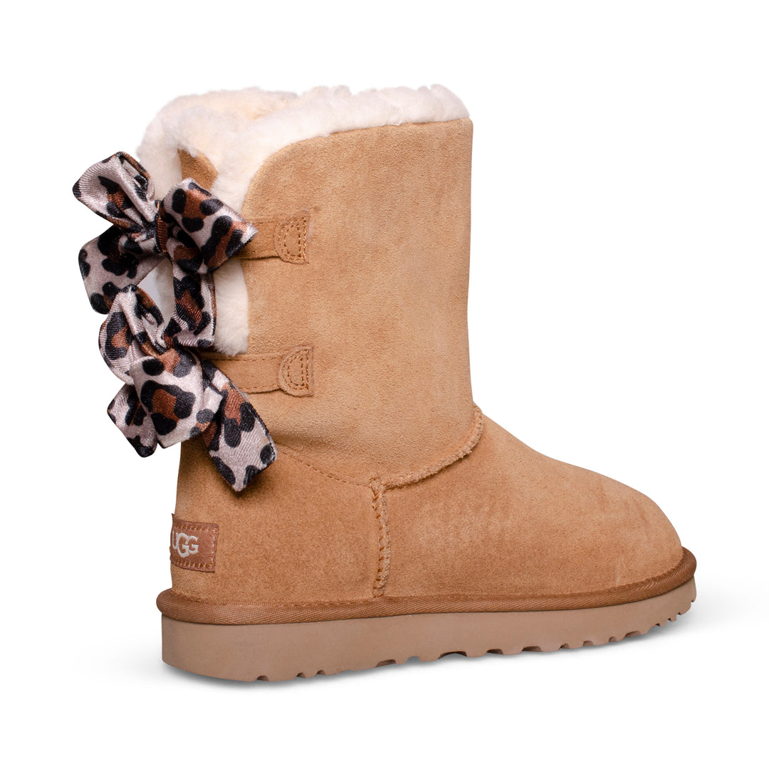 UGG Bailey Bow Velvet Leopard Chestnut Boots - Women's UGG Bailey Bow Velvet Leopard Chestnut Boots - Women's
