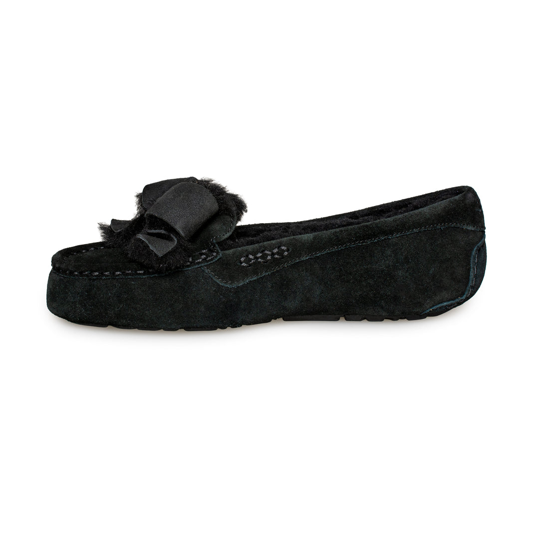 UGG Ansley Heritage Bow Black Slippers - Women's – MyCozyBoots