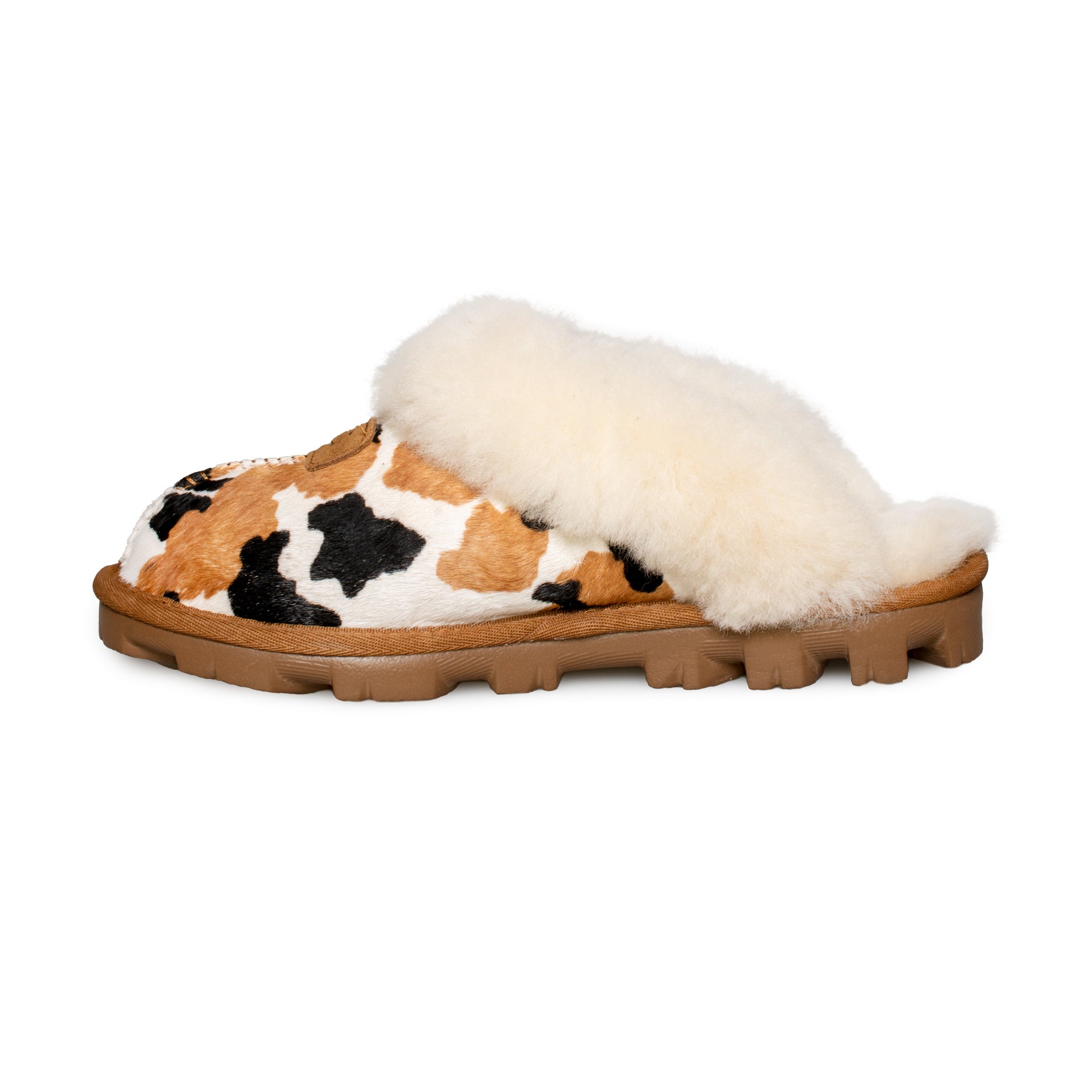 UGG Coquette Cow Print Chestnut Slippers - Women's – MyCozyBoots