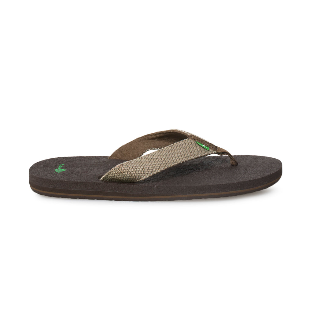Sanuk Yogi 4 Brown Weave Flip Flops - Men display picture 3