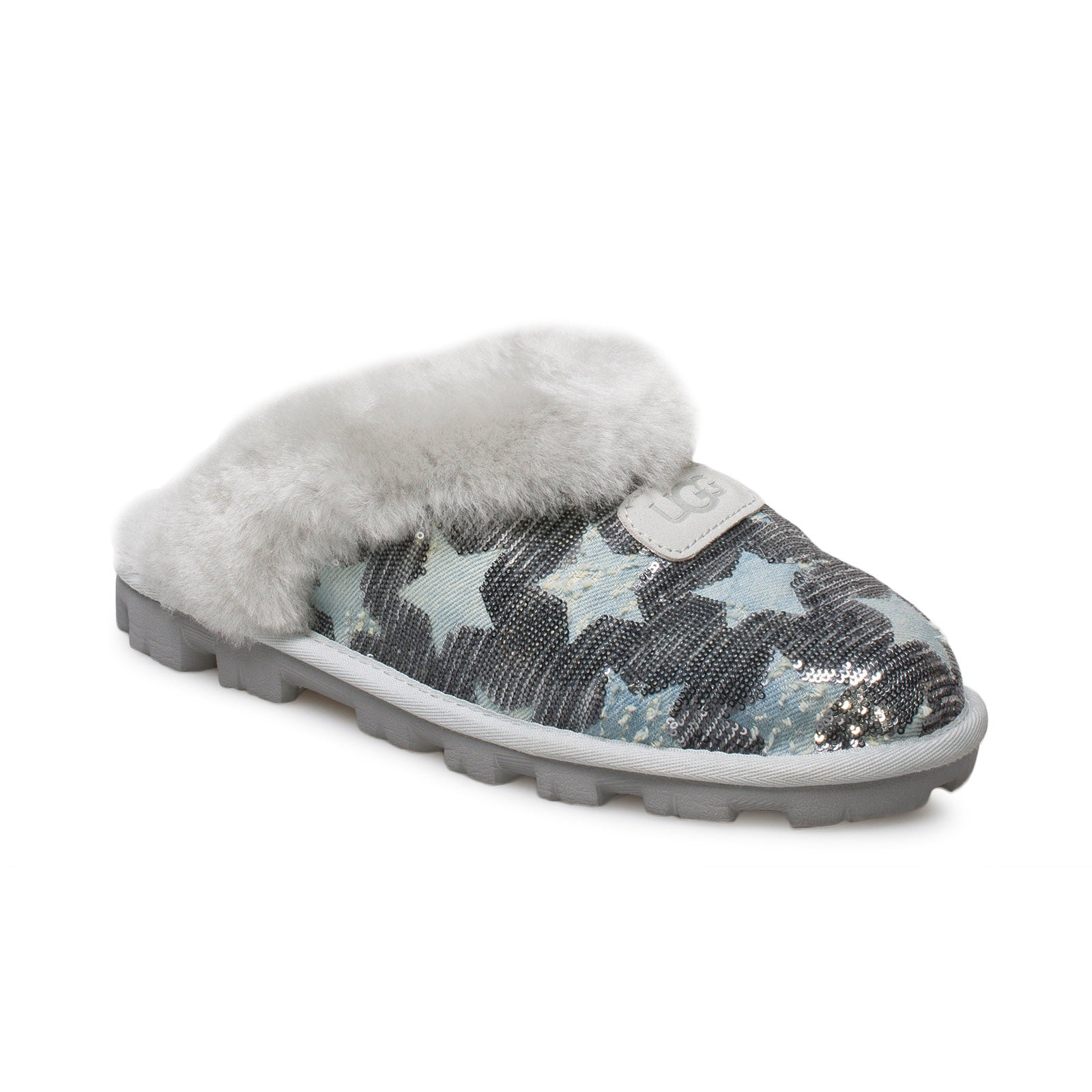 UGG Coquette Sequin Stars Grey Violet Slippers Women s MyCozyBoots