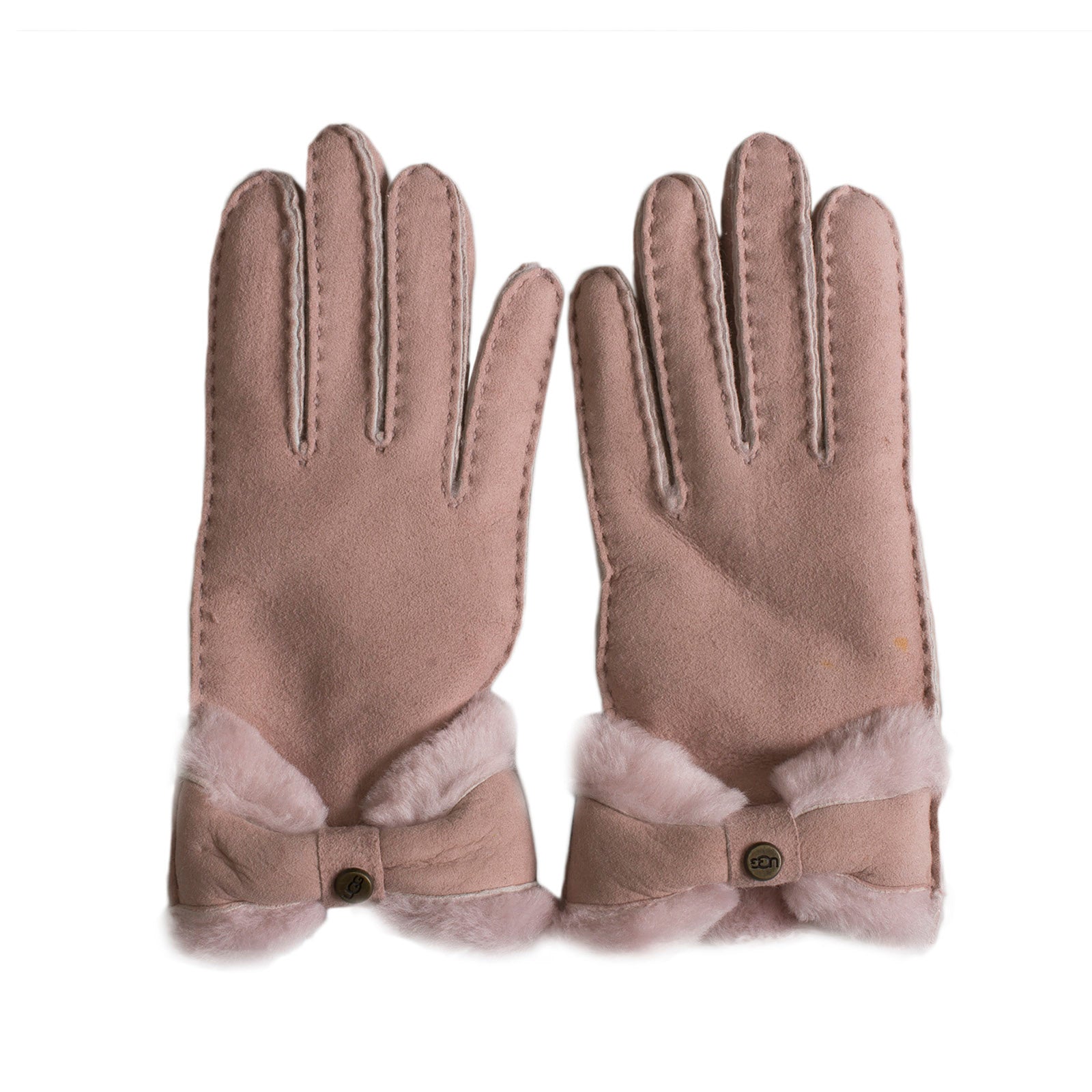 UGG Sheepskin Turned Bow Pink Crystal Gloves Women's – MyCozyBoots