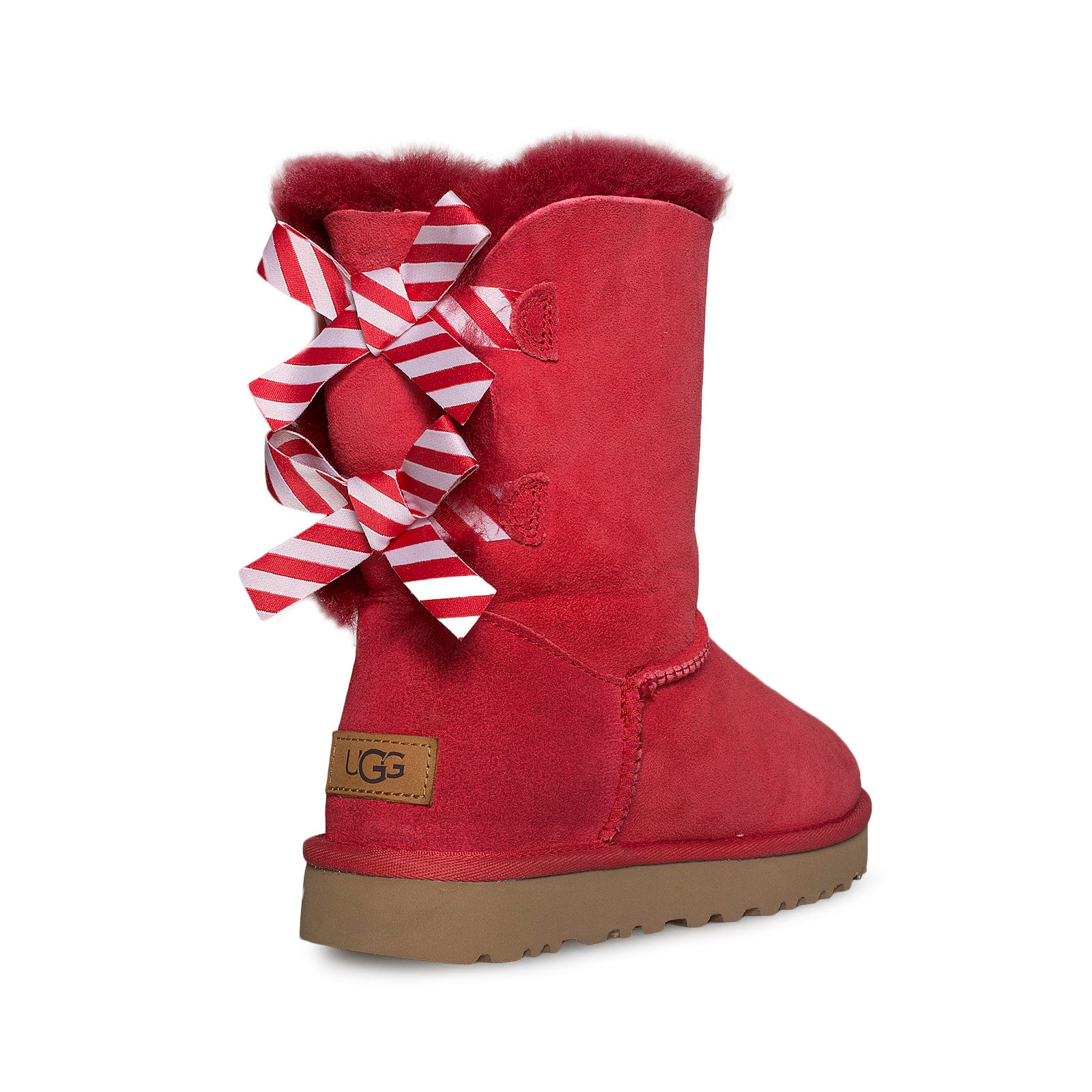 UGG Bailey Bow II Diagonal Stripes Poppy Red Boots - Women's