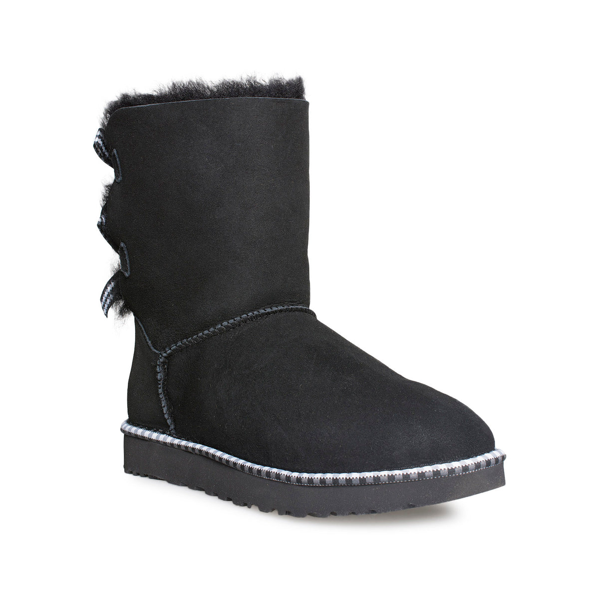 UGG Bailey Bow Gingham Black Boots - Women's – MyCozyBoots