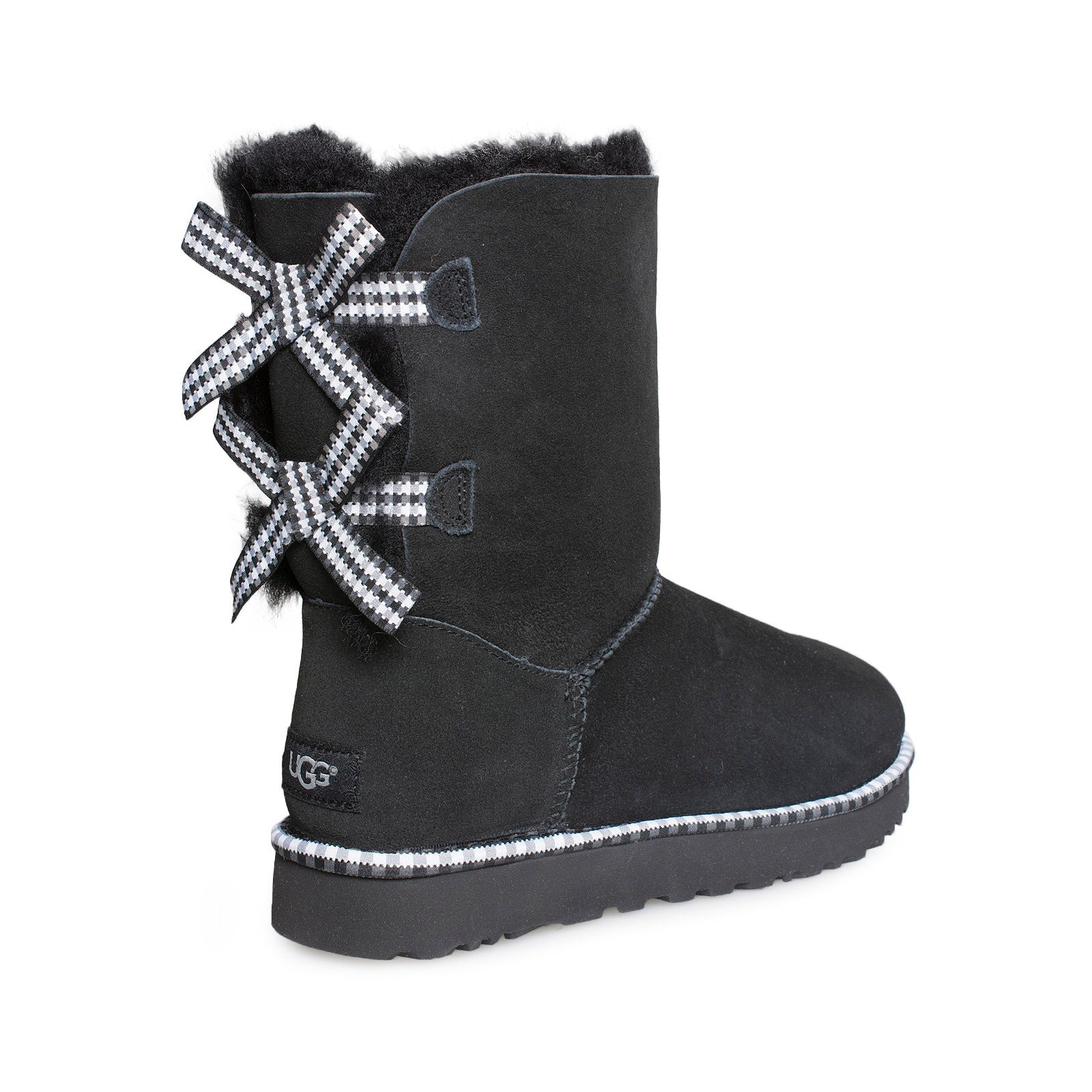 UGG Bailey Bow Gingham Black Boots Women s MyCozyBoots