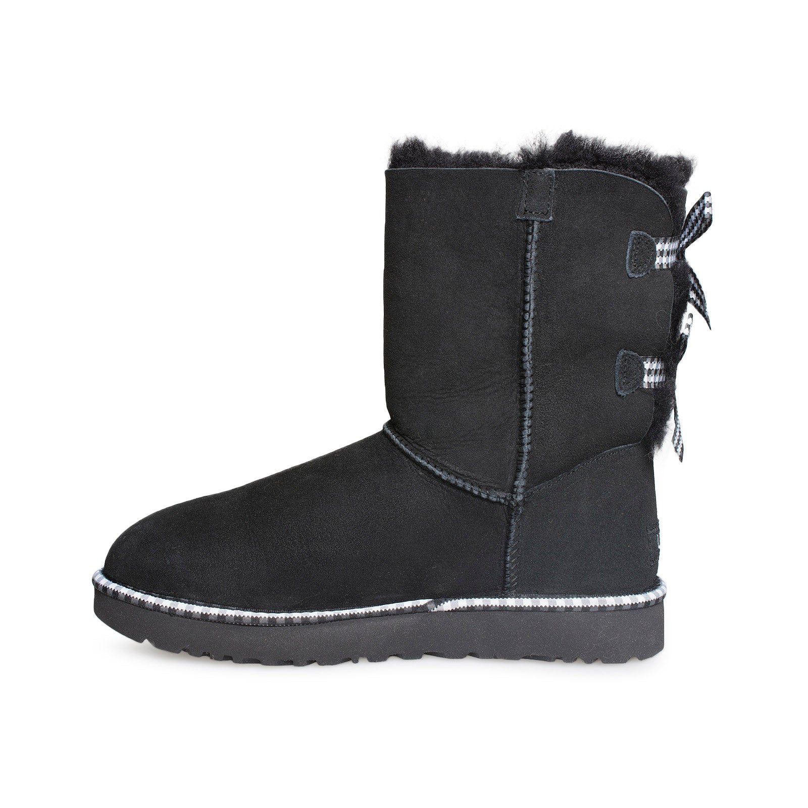 UGG Bailey Bow Gingham Black Boots - Women's – MyCozyBoots