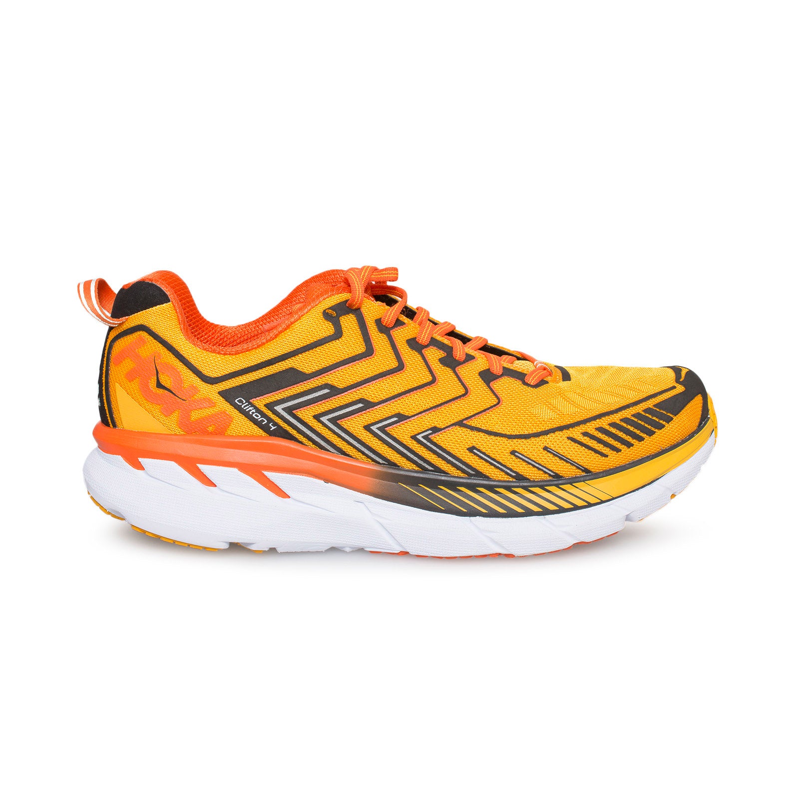 Hoka One One Clifton 4 Saffron / Red Orange Running Shoes - Men's ...