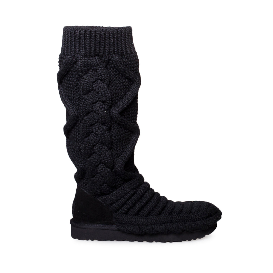靴 UGG Classic Tall Chunky Knit Boot UGG Classic Tall Chunky Knit Black Boots - Women's – MyCozyBoots