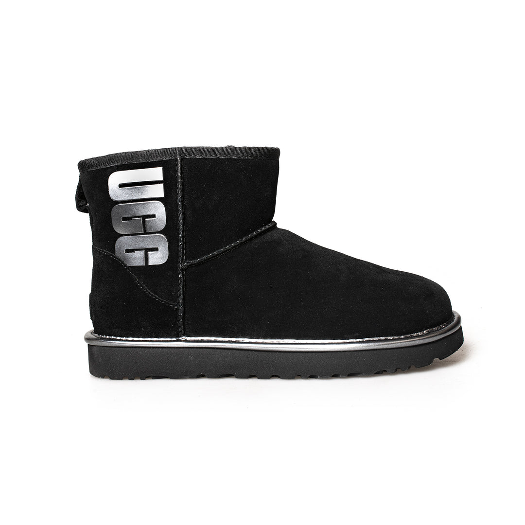 UGG Classic Mini Rubber Logo Black - Women's – MyCozyBoots