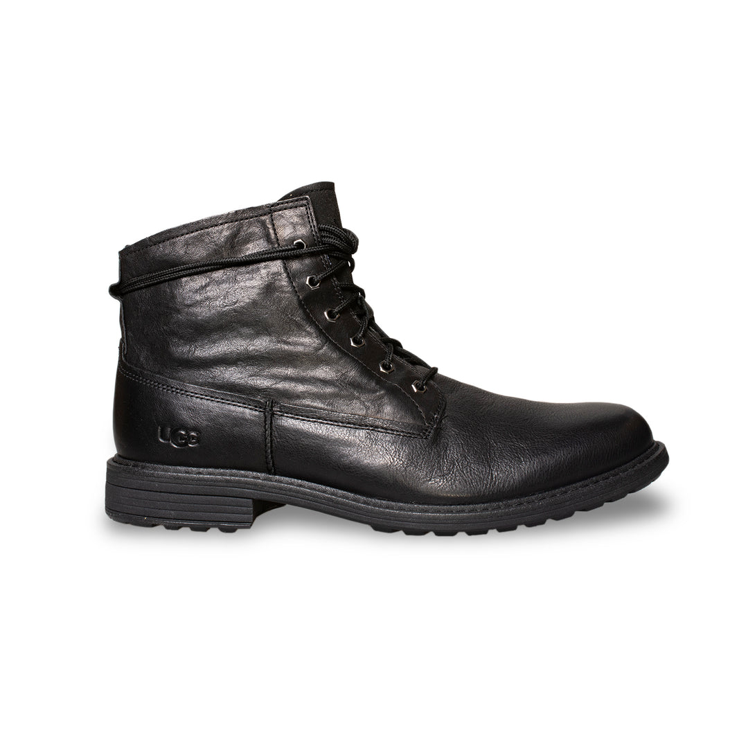 UGG Morrison Leather Boots Mens 8 Black Combat Lace Up Treadlite Moto Utility UGG MORRISON LACE UP MEN PULL ON BOOTS LEATHER CORDOVAN US  main image 4