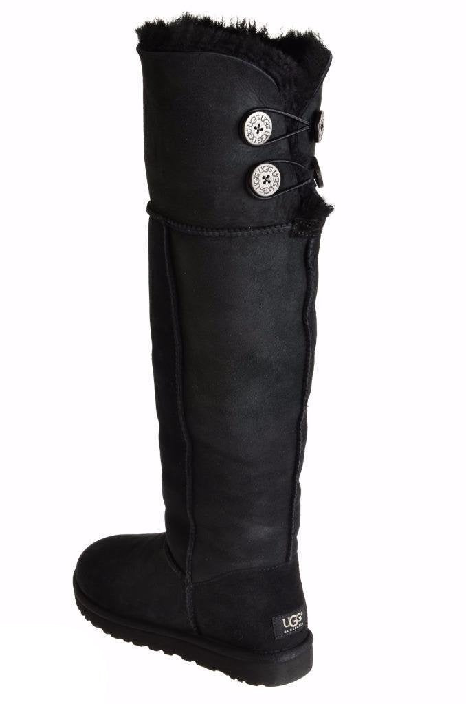 UGG Over The Knee Bailey Button Black Boots Women s MyCozyBoots