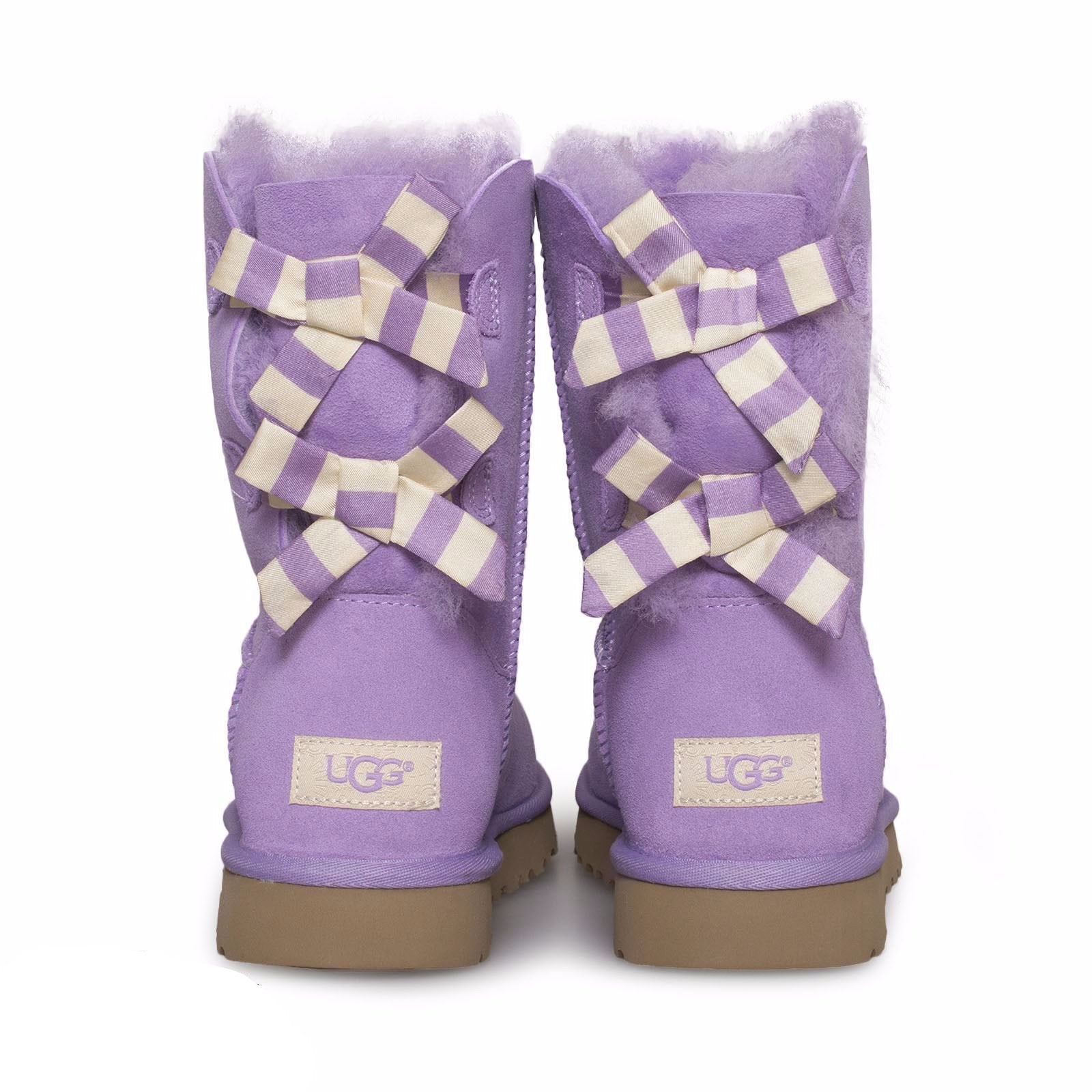 UGG Bailey Bow Stripe Lavender Boots – MyCozyBoots