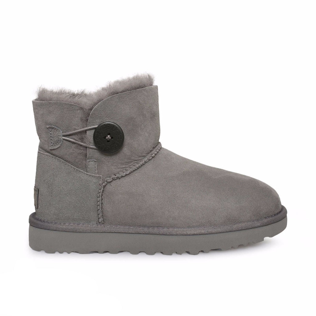 UGG Mini Bailey Button II Grey Boots MyCozyBoots