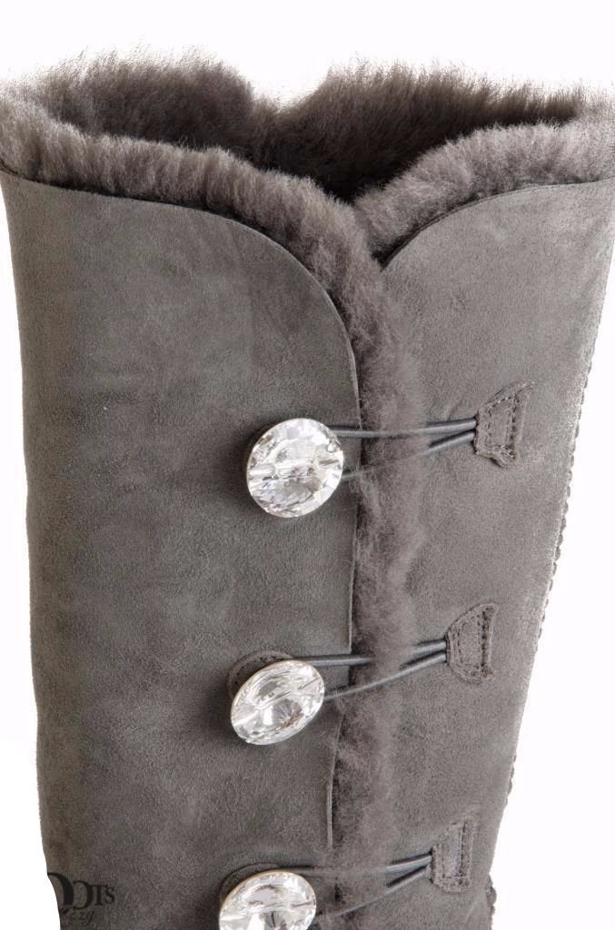 UGG Bailey Button Bling Triplet Charcoal Boots – MyCozyBoots