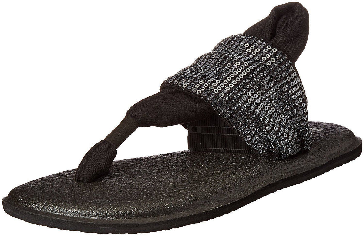 Sanuk Women's Yoga Sling Sequins Black Sandals – MyCozyBoots