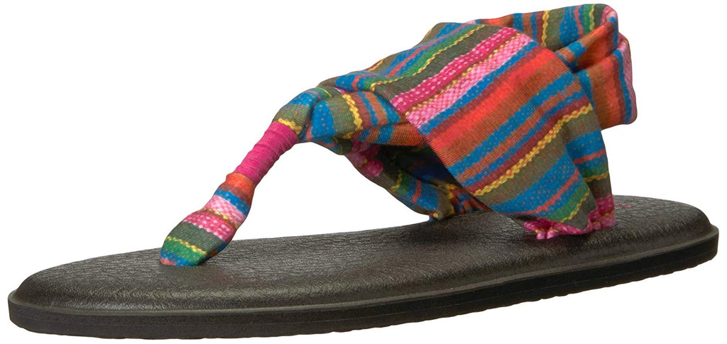 Sanuk Women's Gray and White Aztec Print Yoga Mat Sling Sandals